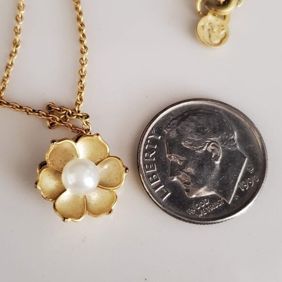 Spartina 449 Sea La Vie Bloom Magnolia Flower Necklace Gold Plated Mermaid Signe - Picture 4 of 9